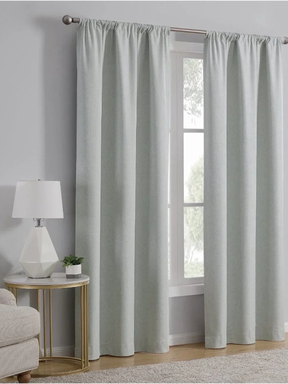 Mainstays Iris Linen Look 100% Blackout Curtain 1 Panel, Sage, 37